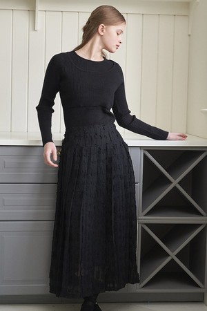 LACE PLEATS SKIRT_BK