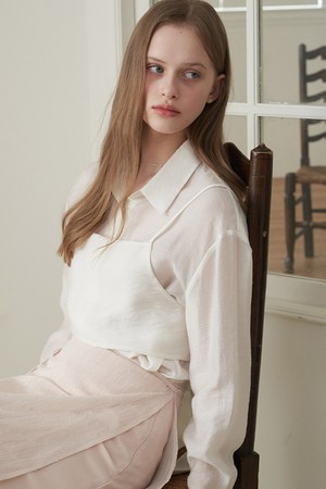SHEER BUSTIER SHIRT BLOUSE_O/WT
