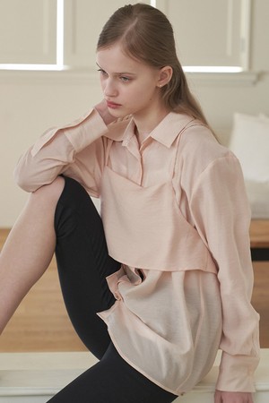SHEER BUSTIER SHIRT BLOUSE_PE