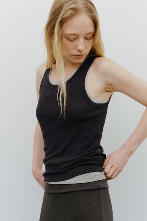 layered cotton sleeveless t-shirt (5colors)