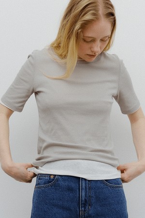 cotton ribbed half sleeve t-shirt (4colors)
