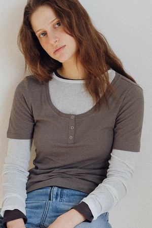 scooped cotton henry t-shirt (3colors)