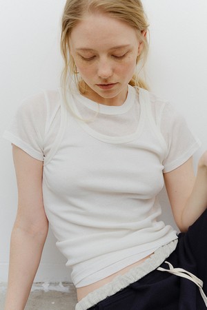 sheer cotton cap sleeve t-shirt (5colors)