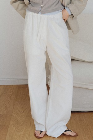 washed cotton linen banding pants (ivory)