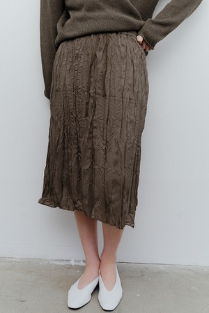 wrinkled viscose midi skirt (ash brown)