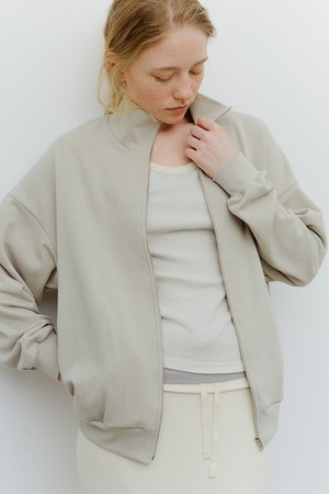 soft sweat zip-up jacket (soft olive)