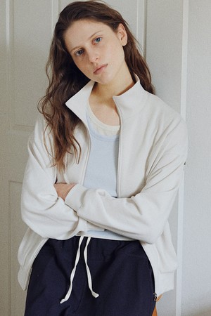 soft sweat zip-up jacket (light stone)