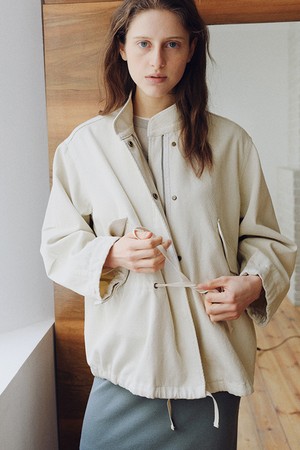 washed cotton field jacket (cream beige)