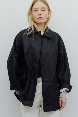 coated cotton work jacket (black)