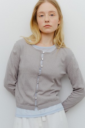 cotton hemp button cardigan (melange grey)
