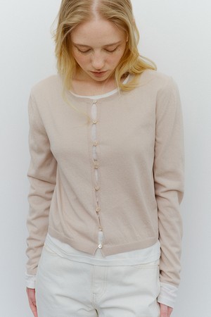 cotton hemp button cardigan (light beige)