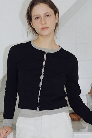 cotton hemp button cardigan (black)