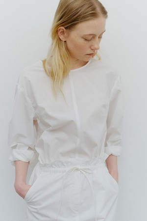 back open round cotton shirt (ivory)