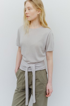 linen blend tie pullover (light grey)