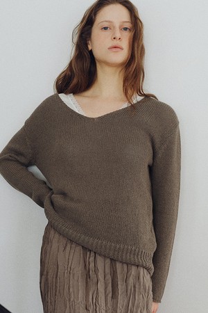 paper v pullover (brown)
