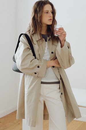 overfit half trench coat (light olive)