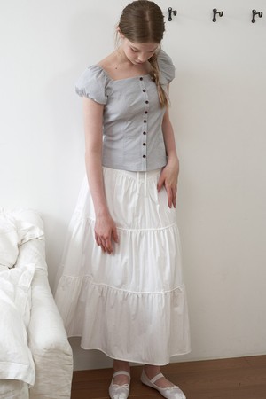 SUMMER SHIRRING LONG SKIRT_WT