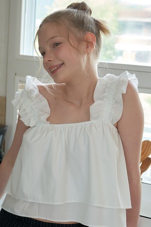 FRILL SQUARE SLEEVELESS_WT