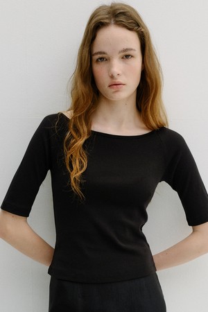 cotton boat neck t-shirt (4colors)