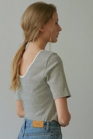stripe ribbed t-shirt (black)