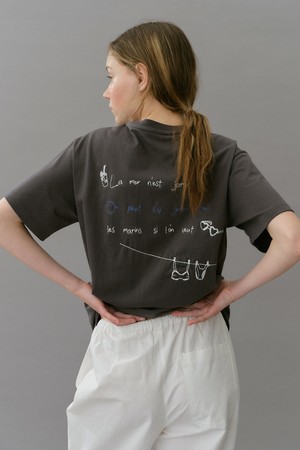 embroidery boxy t-shirt (charcoal)