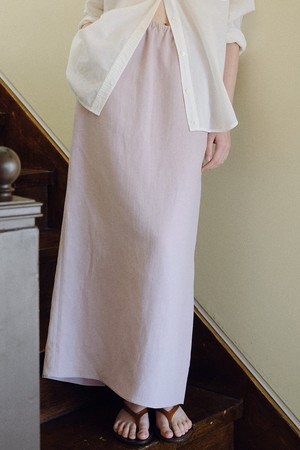 linen banding long skirt (lavender pink)