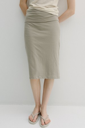 fold-over waist jersey skirt (taupe)