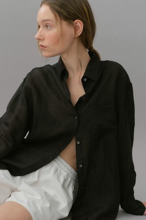 linen pocket shirt (black)