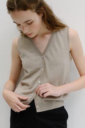 linen vest pullover (natural beige)