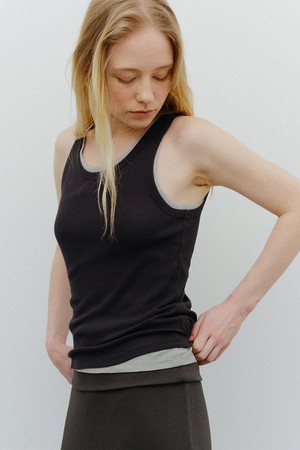 layered cotton sleeveless t-shirt (5colors)