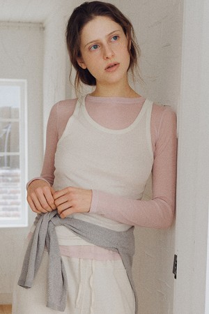 layered cotton sleeveless t-shirt (5colors)