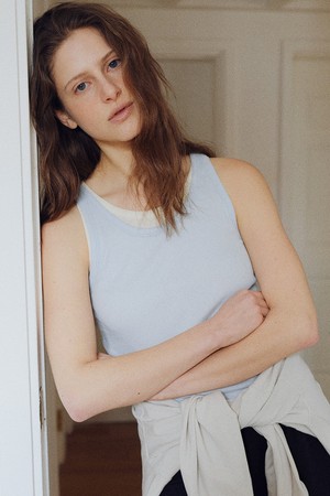 layered cotton sleeveless t-shirt (5colors)