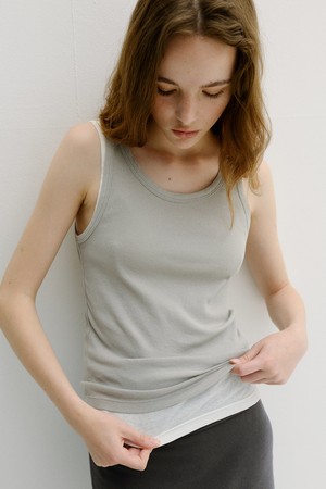 layered cotton sleeveless t-shirt (5colors)