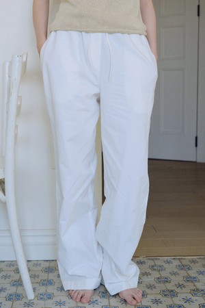 cotton linen banding pants (white)