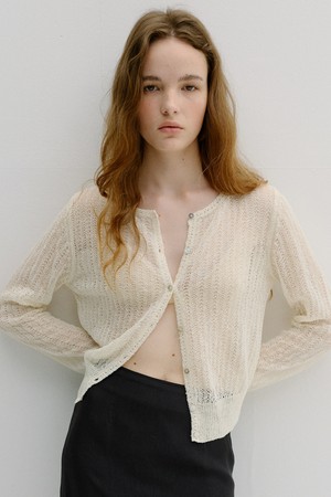 linen crochet cardigan (cream)