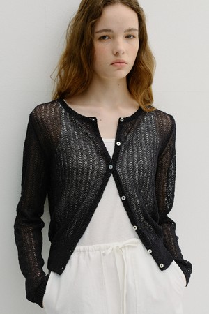 linen crochet cardigan (deep navy)