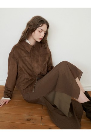 SUEDE SEAM CROP JACKET_BR