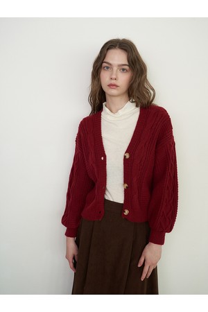 CABLE CROPPED KNIT CARDIGAN_WN