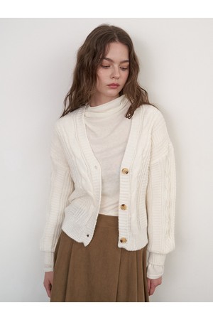 CABLE CROPPED KNIT CARDIGAN_IV