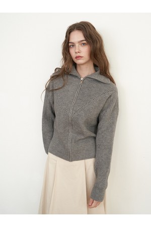 ZIP UP TURTLENECK KNIT_GY