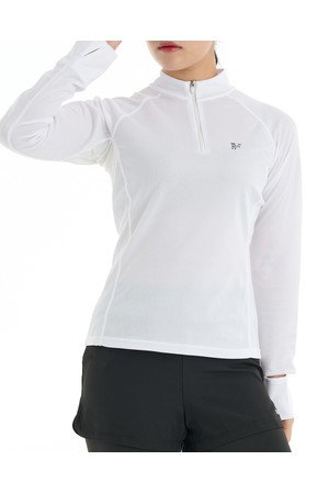 Women’s Half Zip-Up Long Sleeve White_WHITE-a