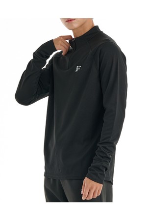 Men’s Half Zip-Up Long Sleeve Black_BLACK-a