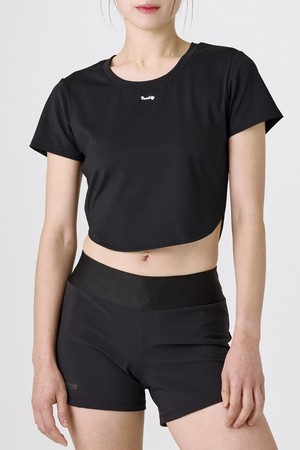 Women's semi Cropped T-Shirt Black