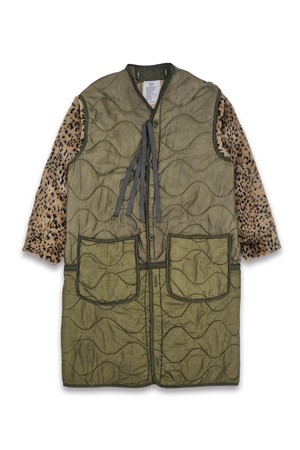 orleans re work quilted leopard long jacket