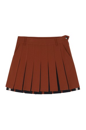 BB WOMEN SCHEME PLEATS SKIRT_BROWN_BROWN-a