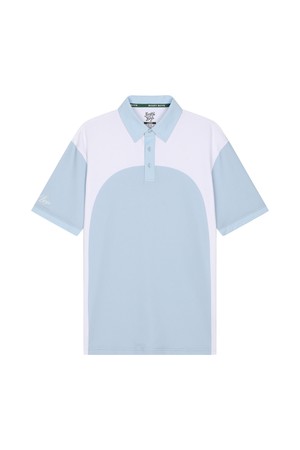 CURVED BLOCK ATHLETIC POLO_BLUE-a