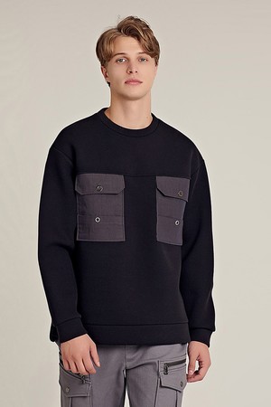 [커스텀어스] 배색 빅 포켓 네오프렌 오버핏 맨투맨 CTS20WKMTA46