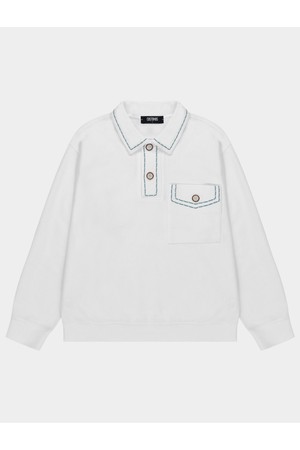 호시 디테일 이중지 카라 티셔츠 CXS24WKKTA17 IVY