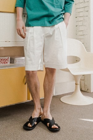 [커스텀어스] 하프카브라 5부 원턱 반바지 CXS24MWHP409 IVY