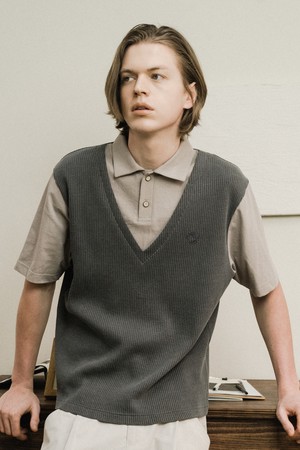 [커스텀어스] 와플조직 페이크 베스트 반팔카라티 CXS24MKKT306 BRO